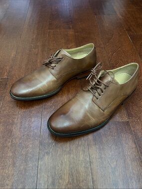 Cole Haan Men’s Brown Leather Derby Oxfords, Smart Classic Shoe, Size 8.5
